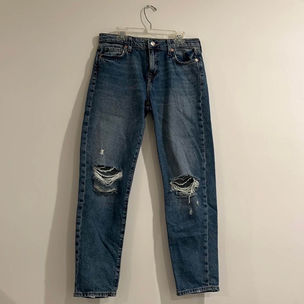 Forever 21; Girls size 13-14; Low-rise ripped jeans; medium wash
